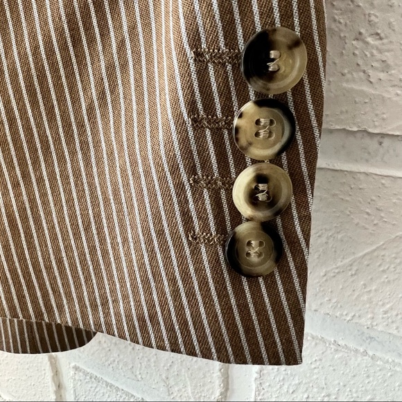 SOLD NWT vintage BOSS Hugo Boss cotton silk brown pinstripe oversized blazer XL - Picture 10 of 13